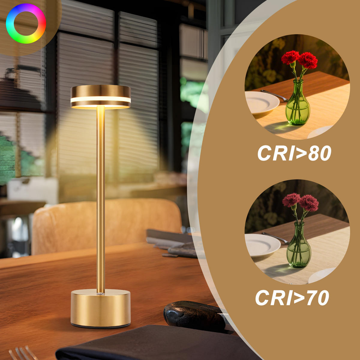 TISCHLEUCHTE Strahler 8/31.5/8 cm（2er-set） - Goldfarben, Metall (8/8/31.5cm) - ZMH