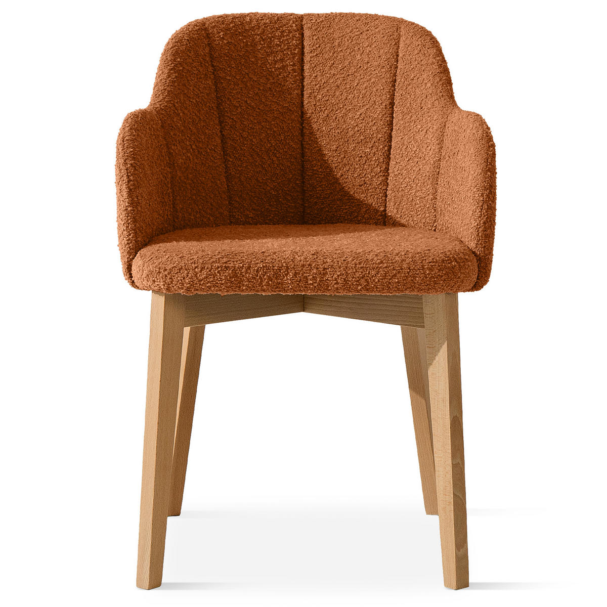 POLSTERSTUHL LONIS Esszimmerstühle 2er Set - Eichefarben/Rot, Holz/Textil (55/82/54cm) - KONSIMO®