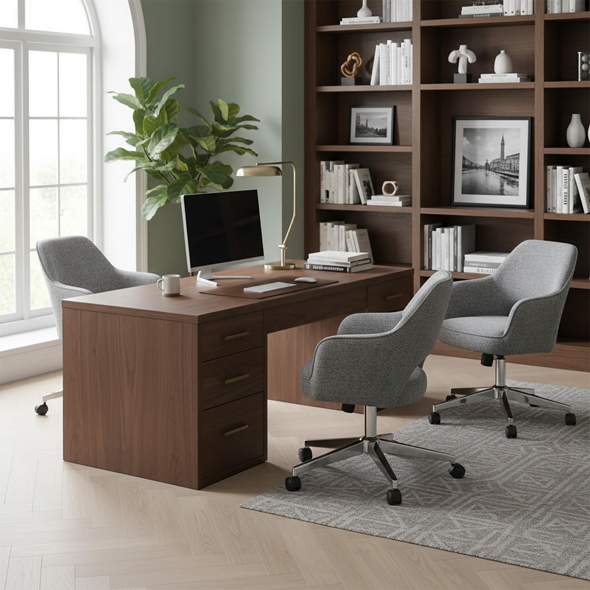 BÜROSTUHL Mika-Faro 2er-Set - Chromfarben/Dunkelgrau, Textil/Metall (60/84/65cm) - DUBI Möbel