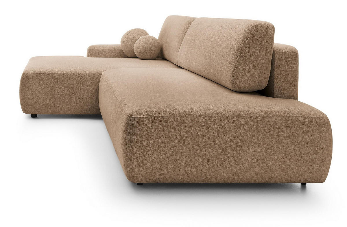 ECKSOFA 275 cm mit Schlaffunktion Orea O, Links, Braun - Braun, Holz (276/164cm) - Emporius