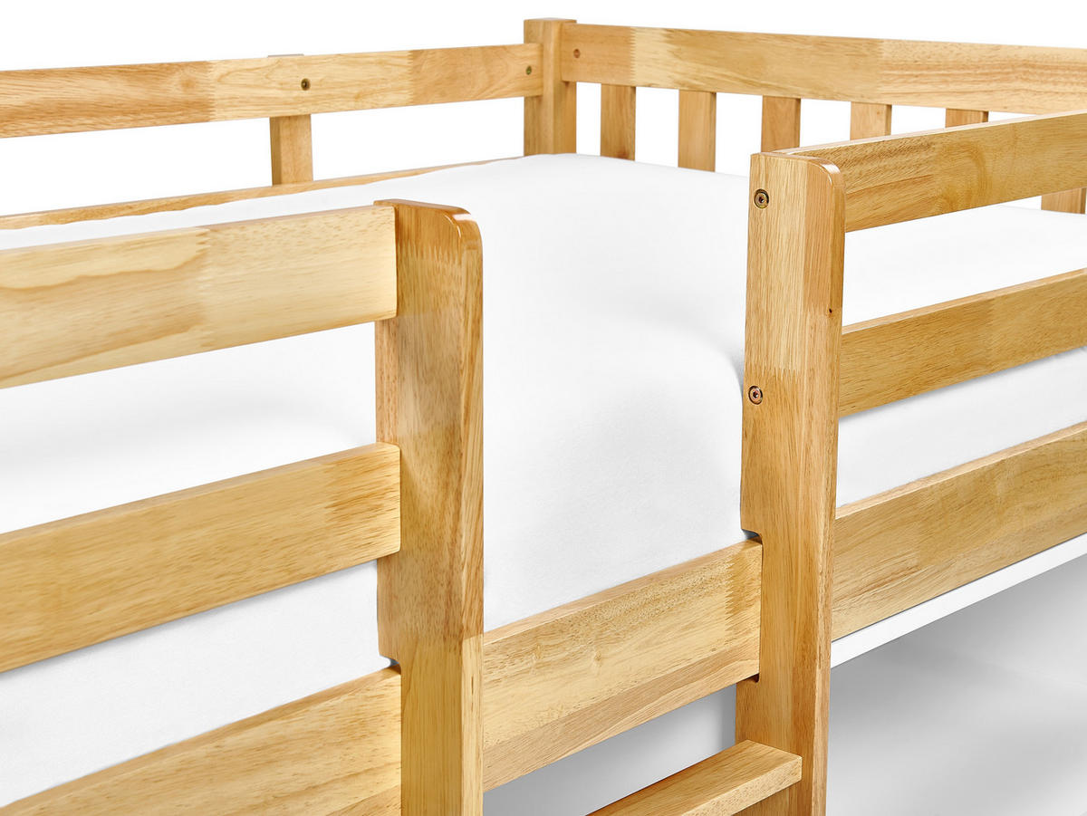 MITTELHOCHBETT Heller Holzfarbton-Weiß 90-200 cm Susville - Hellbraun/Weiß, Holz (90/200cm) - Beliani