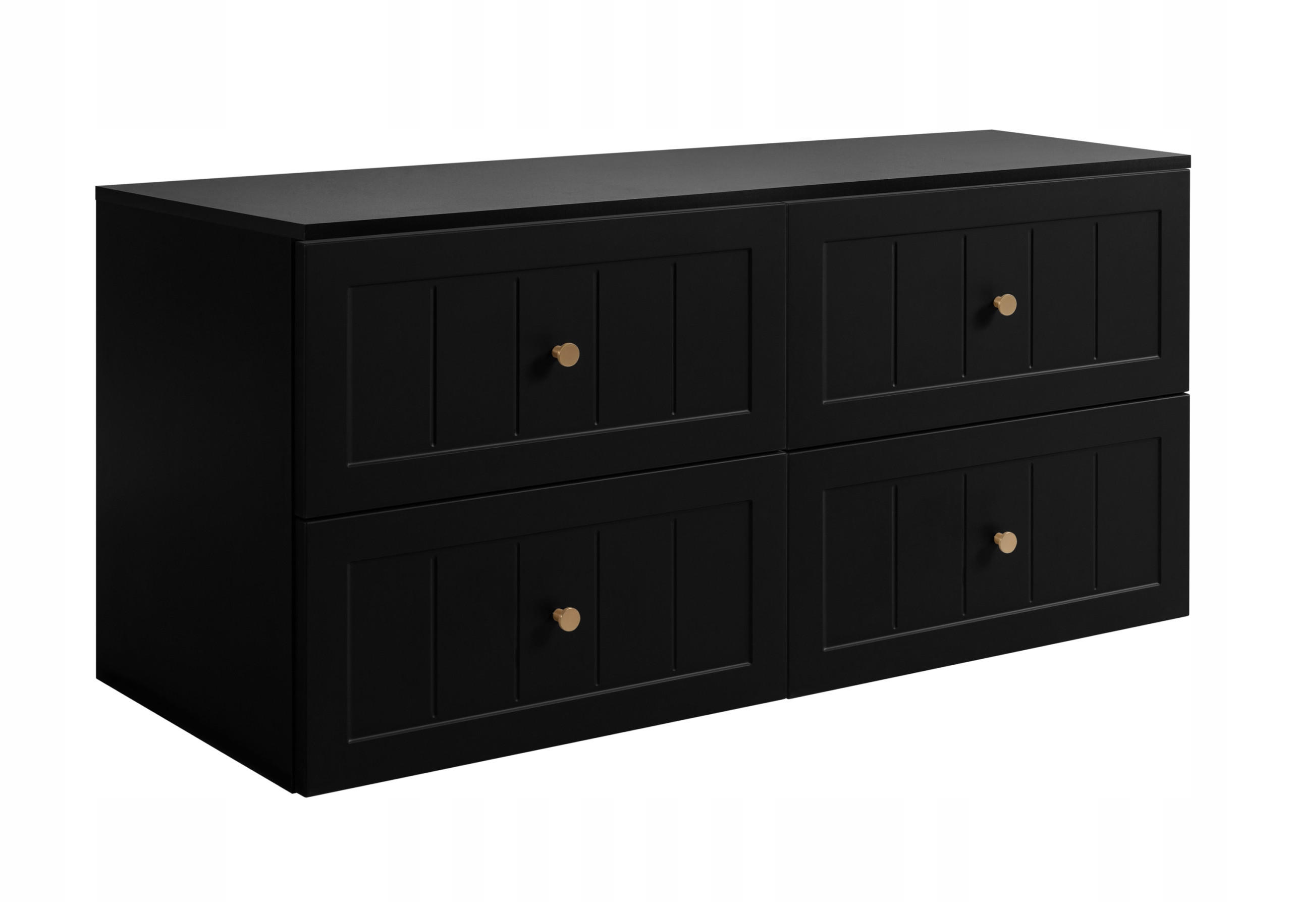 WASCHBECKUNTERSCHRANK GUSTO 160cm mit Arbeitsplatte Farbe: Matt Schwarz Matt Schwarz - Schwarz, Holzwerkstoff (160/58/46cm) - Rodan