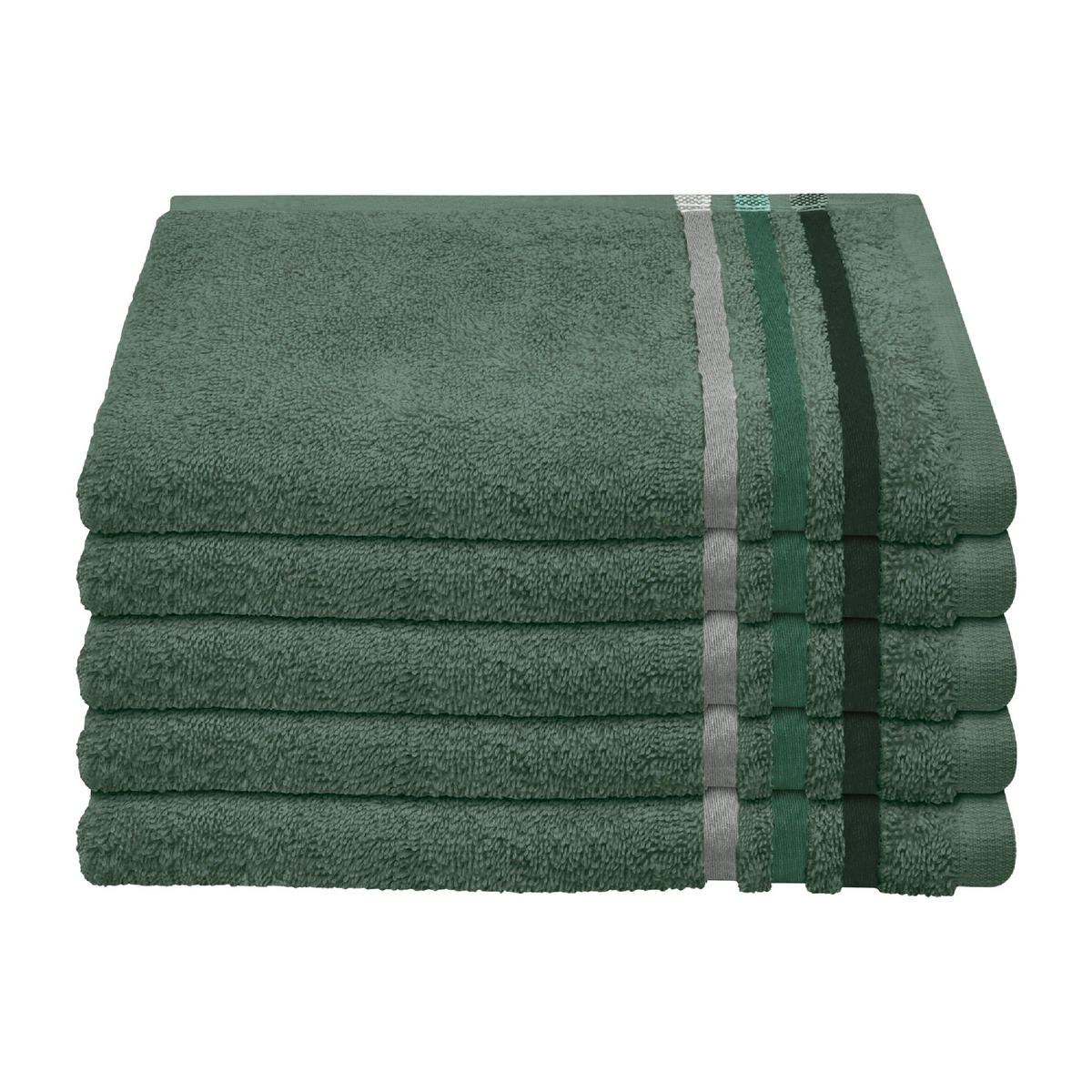 GÄSTETUCHSET Skyline Color - 5-teilig - 30 x 50 cm - Dunkelgrün - Dunkelgrün, Textil (30/50cm) - SCHIESSER