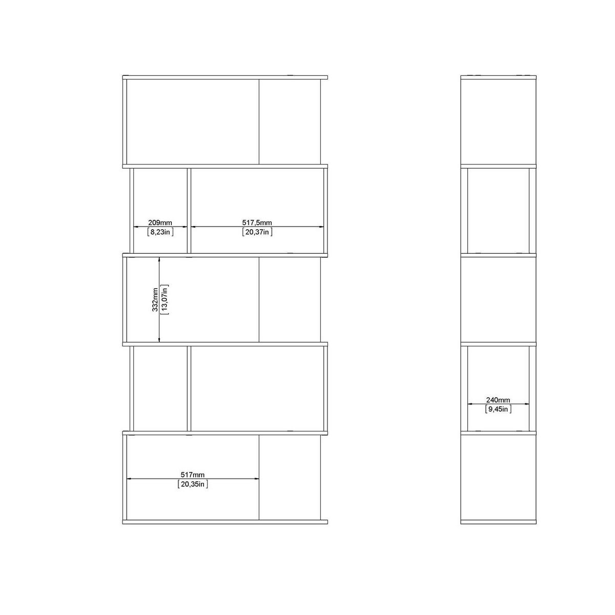 BÜCHERREGAL Eiche, Schwarz 29.5/80/173.5 cm - Braun, Holzwerkstoff (80/173.5/29.5cm) - DMORA