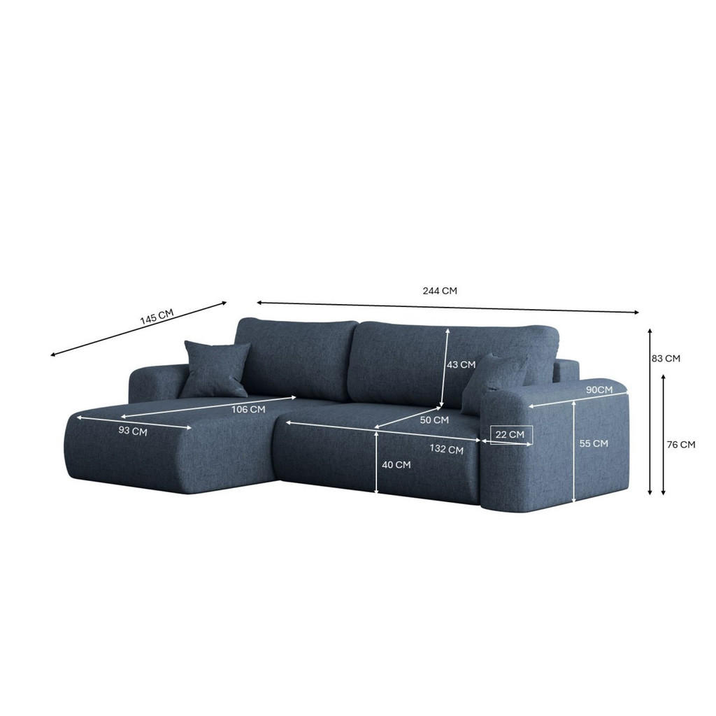 Thumbnail - Kaiser Möbel Ecksofa, Blau, Holz, L-Form, 272x145 cm, Wohnzimmer, Sofas & Couches, Wohnlandschaften, Ecksofas