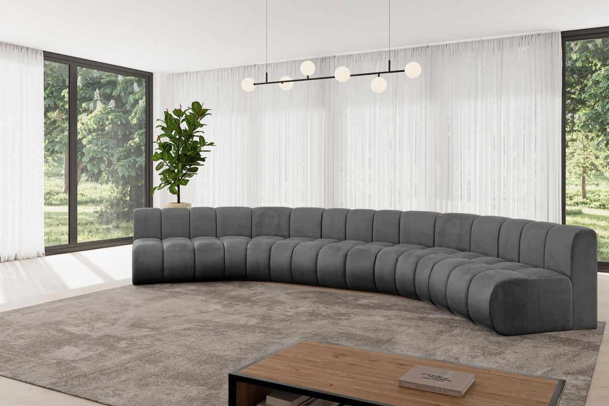 WOHNLANDSCHAFT modulares Sofa Montra-U1 - 490x174x70 cm Dunkelgrau - Dunkelgrau, Holzwerkstoff/Textil (490/70/174cm) - ALTDECOR