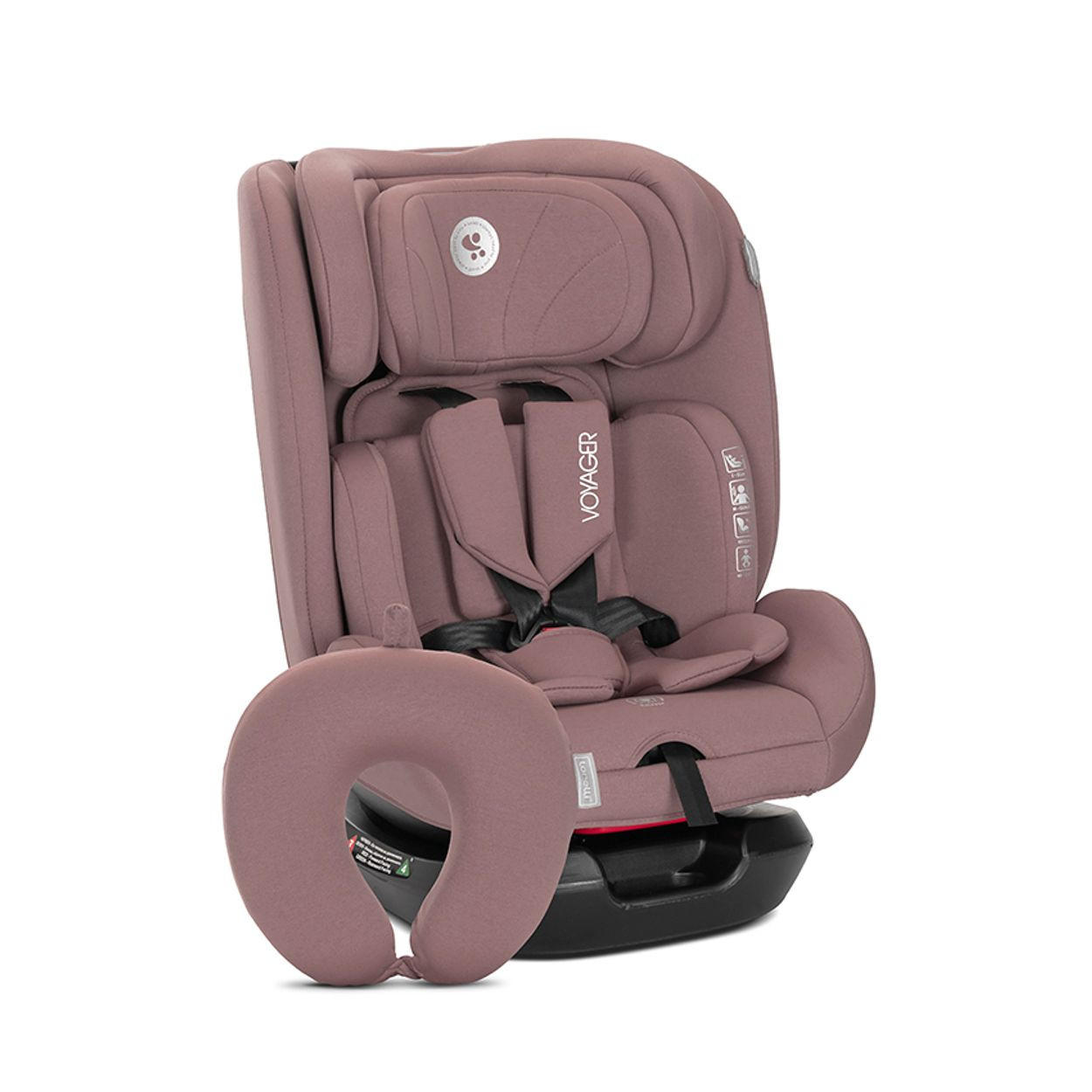 KINDERSITZ Voyager (40-150 cm) pink Nackenkissen, Kopfstütze, Gurt, i-Size, Polyester, Memory Foam - Pink, Kunststoff (43/75/46cm) - Lorelli