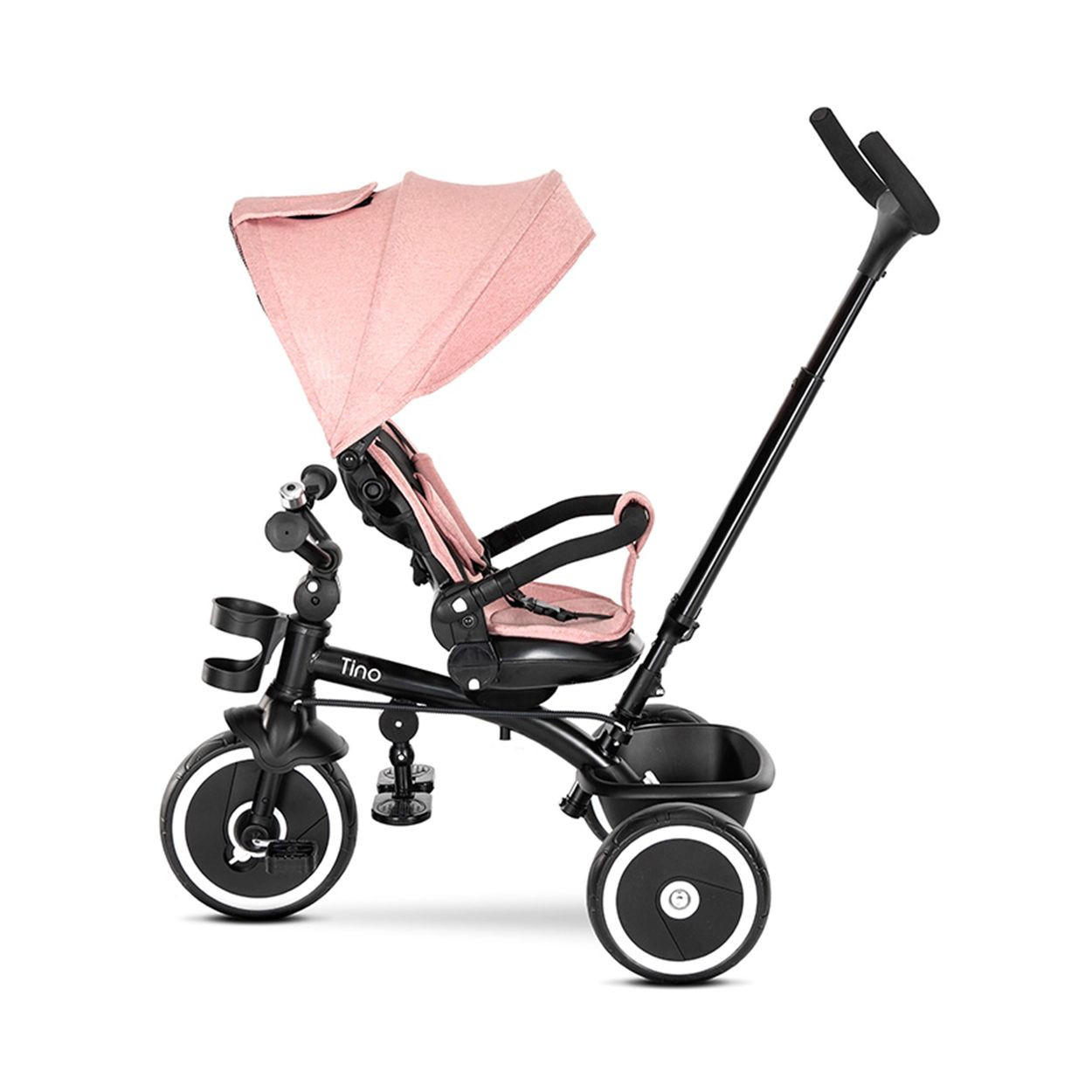 DREIRAD Tino Klingel, Korb rosa umbaubar, drehbarer Sitz, Getränkehalter - Rosa, Metall (108/55/96cm) - Lorelli