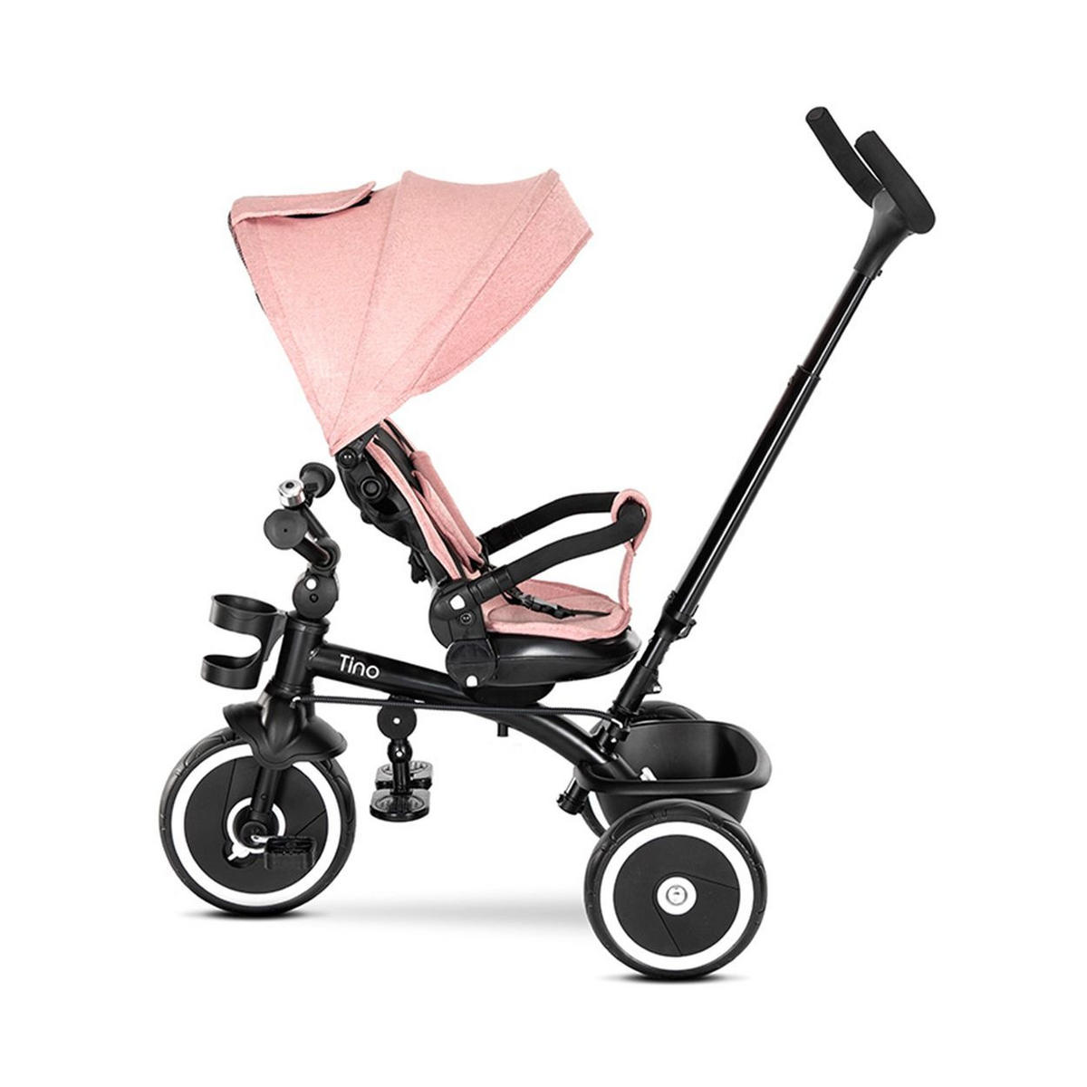 DREIRAD Tino Klingel, Korb rosa umbaubar, drehbarer Sitz, Getränkehalter - Rosa, Metall (108/55/96cm) - Lorelli