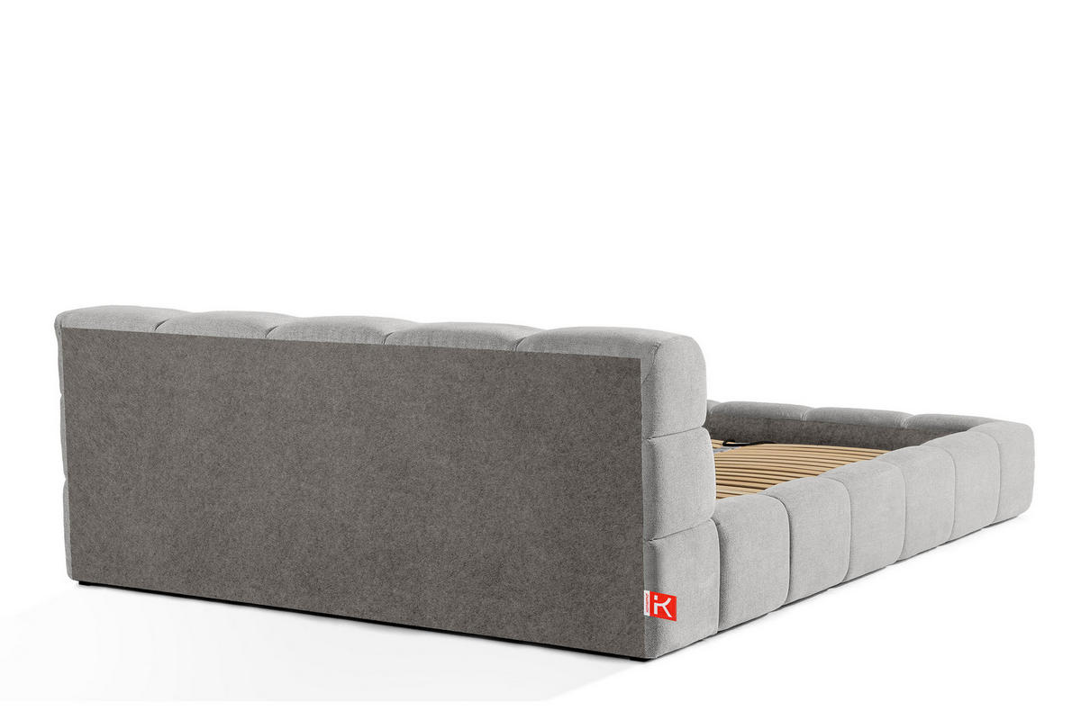 POLSTERBETT AERI 140/160/180/200 mit Rahmen und Bettkasten, hellgrau - Hellgrau, Holz/Holzwerkstoff (200/200cm) - KONSIMO®