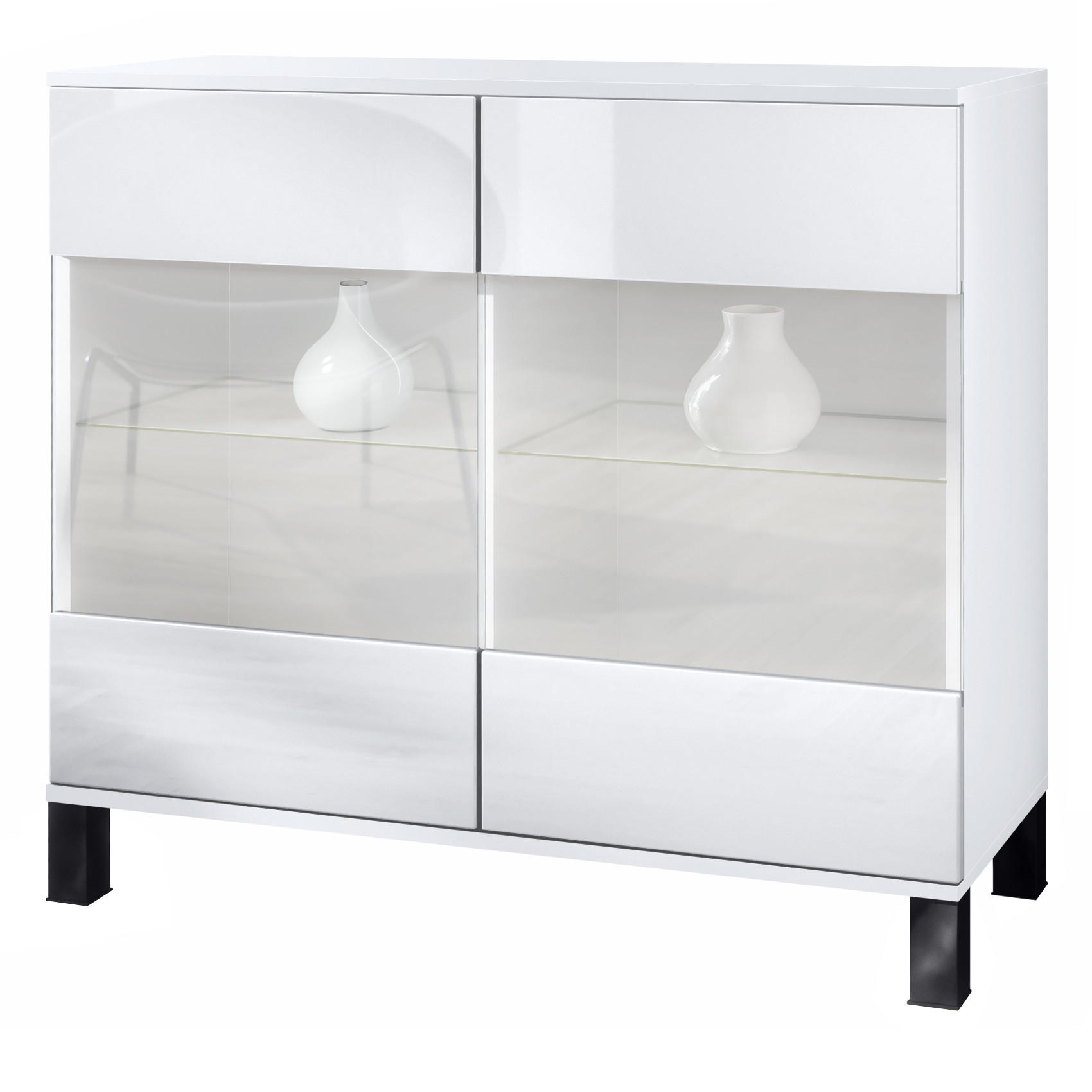 KOMMODE Bari Weiß Hochglanz - Weiß Hochglanz, Holzwerkstoff (92.5/84.5/35cm) - Vladon