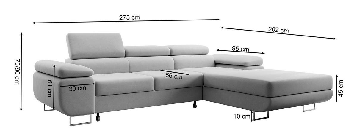 ECKSOFA Ganta Olivgrün Cordbezug - Silberfarben/Olivgrün, Textil/Metall (275/202cm) - Selsey