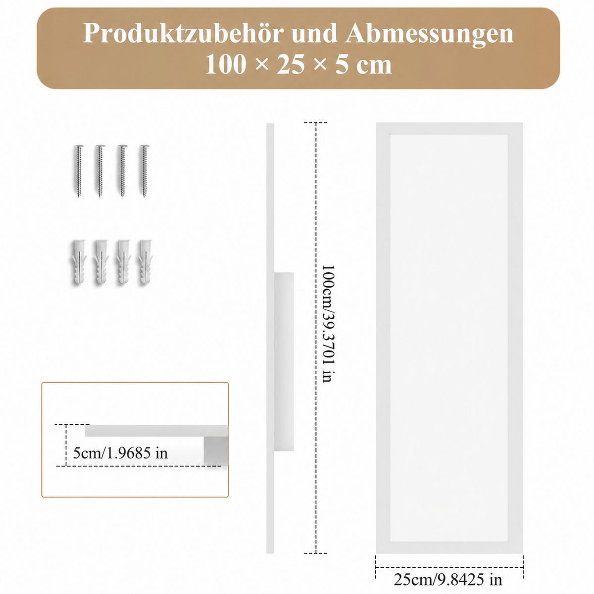 LED DECKENLEUCHTE Ixmar 100/25/5 cm - Weiß, Kunststoff/Metall (100/25/5cm) - ZMH