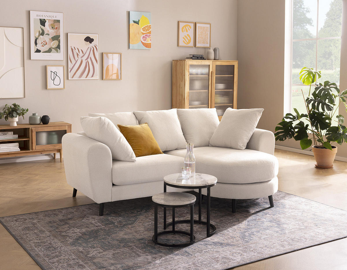 COUCHTISCH-SET - Marmor, 2-teilig - Schwarz/Weiß, Naturmaterialien/Metall (45/45/45cm) - home24