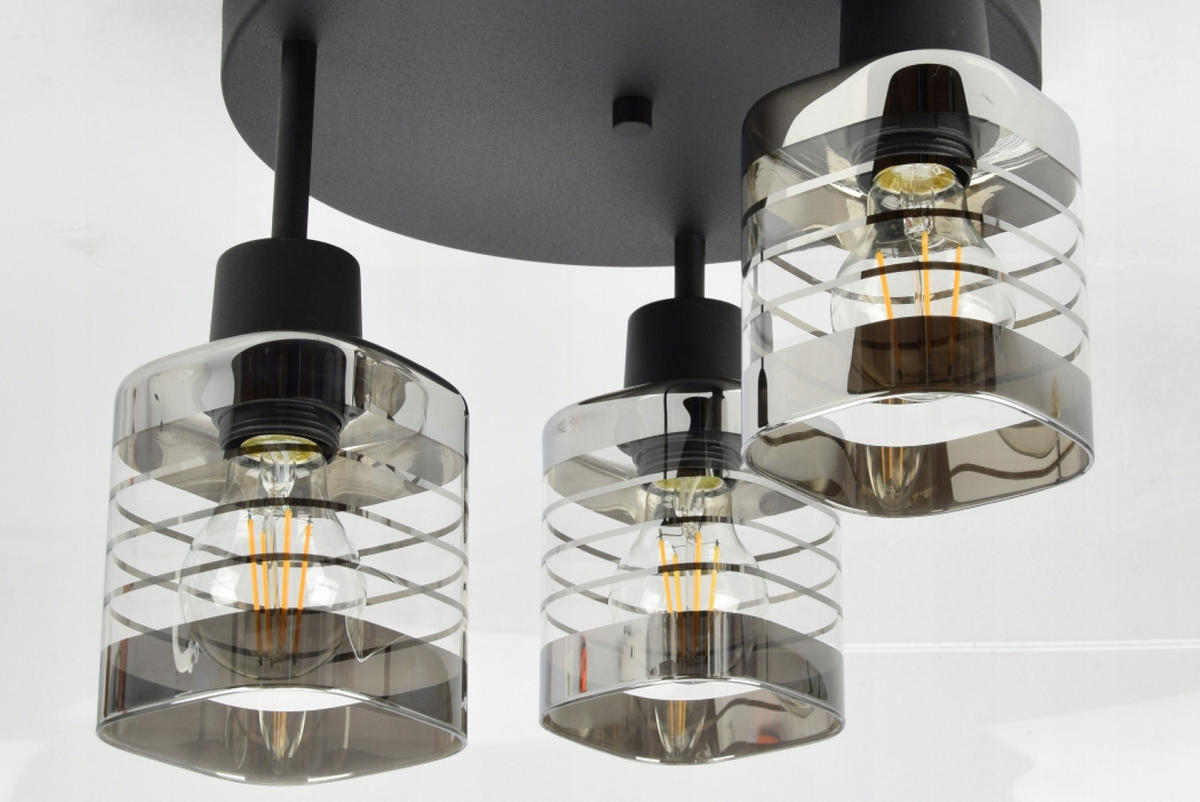 DECKENLEUCHTE TRAGLAS - Transparent/Schwarz, Glas/Metall (30/30/30cm) - kiki design