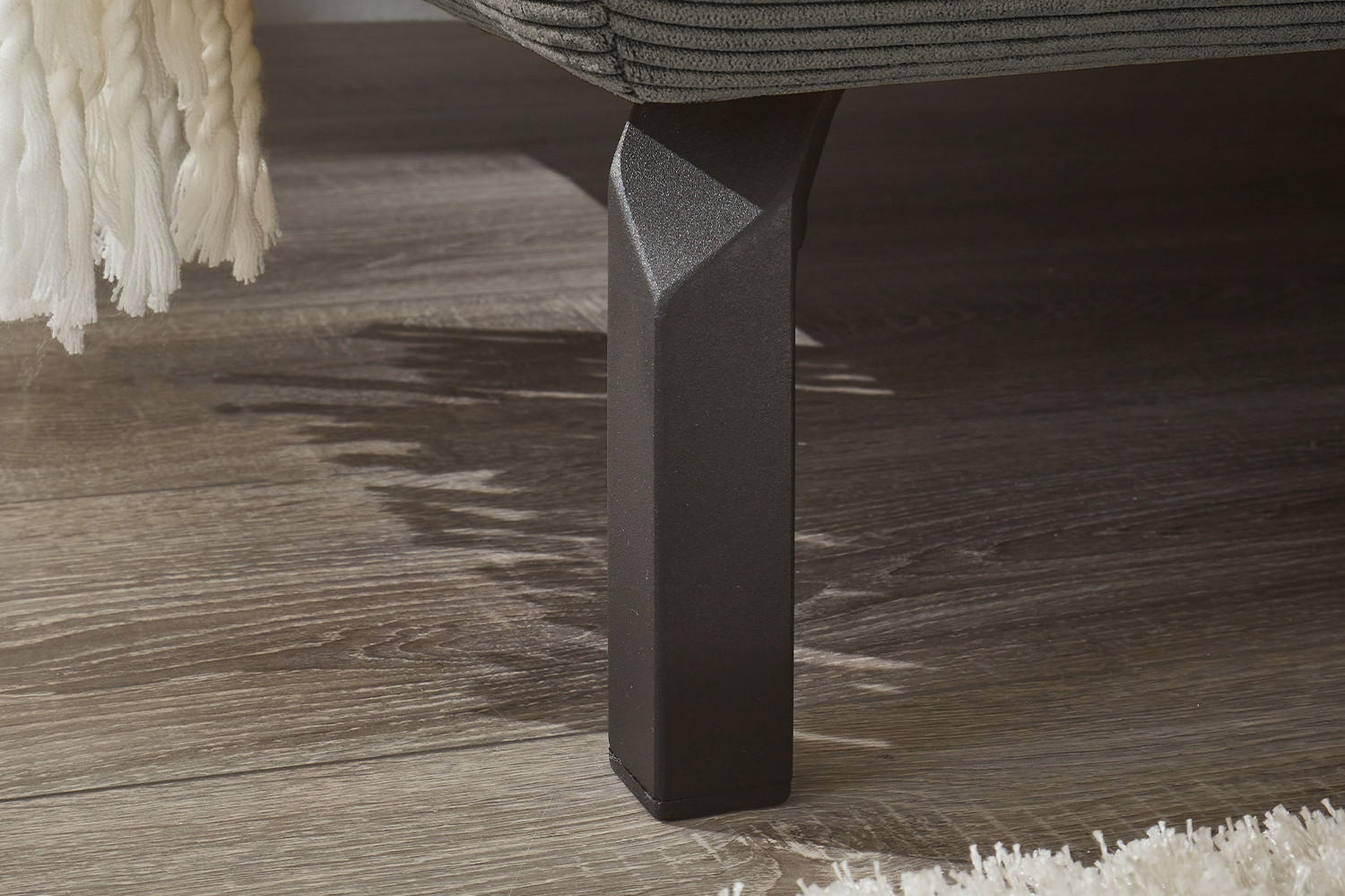 ECKSOFA DELIA Anthrazit Cord - Anthrazit/Schwarz, Textil/Metall (276/219cm) - KAWOLA