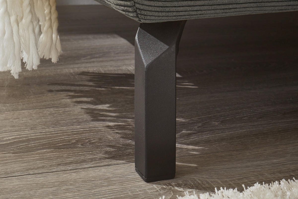 ECKSOFA MIT MOTORISCHEM SITZVORZUG DELIA Anthrazit Cord - Anthrazit/Schwarz, Textil/Metall (276/219cm) - KAWOLA