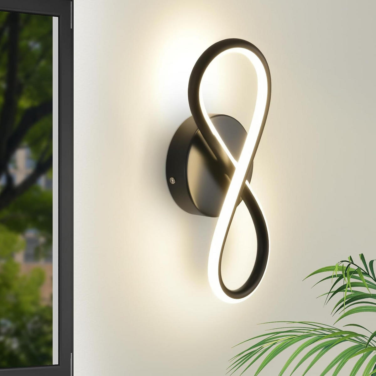 LED - WANDLEUCHTE Wellthar 12.0/9.0/31.0 cm - Schwarz, Kunststoff (12/9/31cm) - ZMH