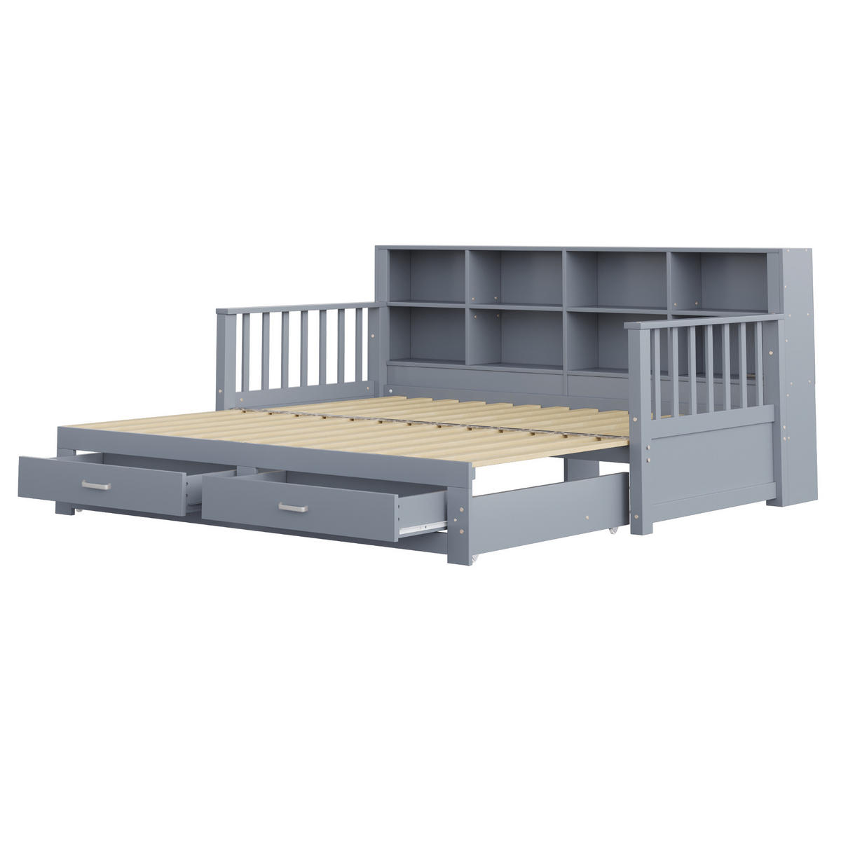POLSTERBETT 90/180x190 Grau Kiefer USB Schubladen - Grau, Holz (180/190cm) - FLIEKS