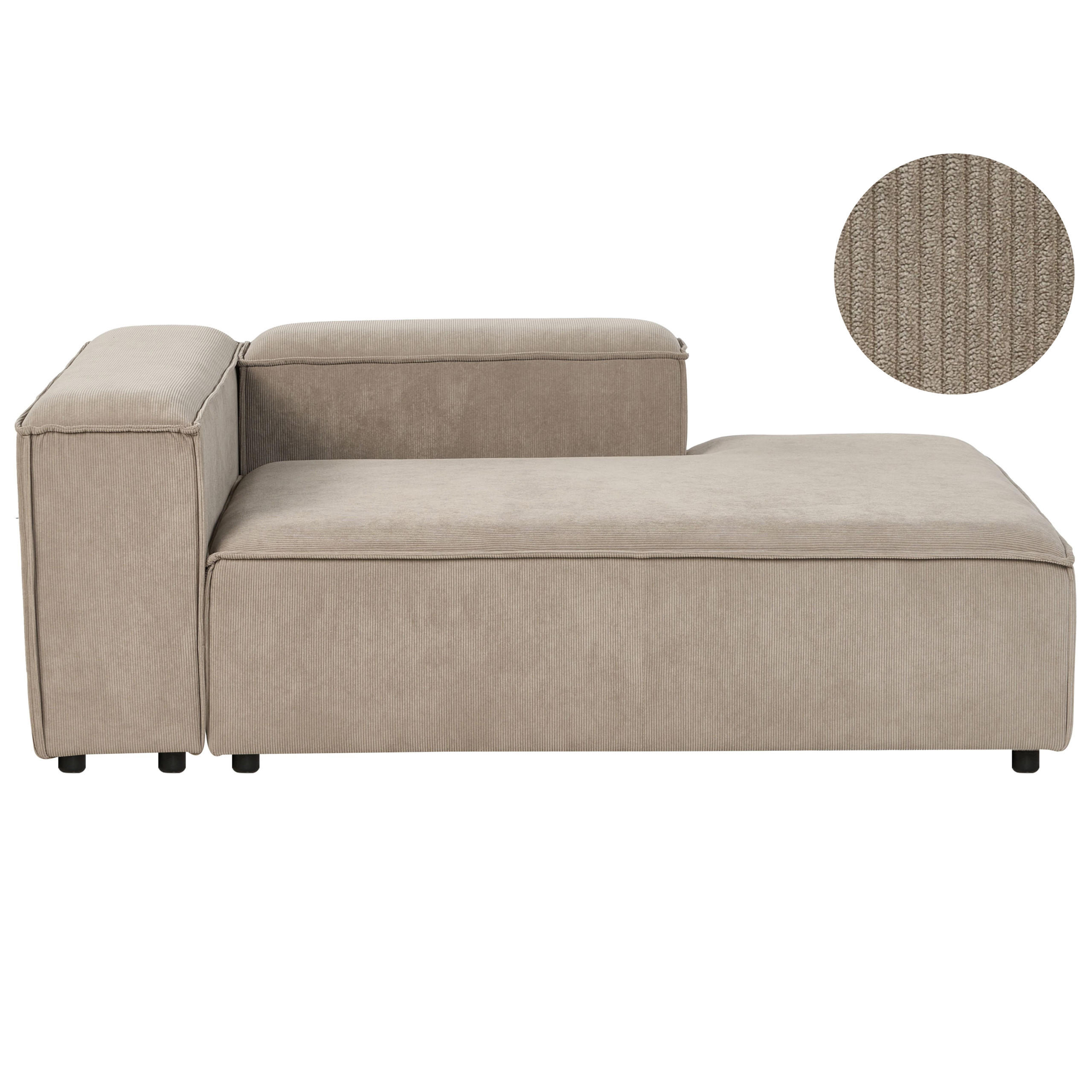 CHAISELONGUE-LINKSSEITIGE Cord Hellbraun Ardal - Hellbraun/Schwarz, Textil (119/68/180cm) - Beliani