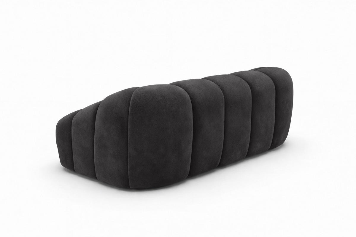 SOFA 2-Sitzer modular, Veloursstoff Bluvel, Schwarz, CROISSANT - Schwarz, Holz (200/72/115cm) - Kaiser Möbel