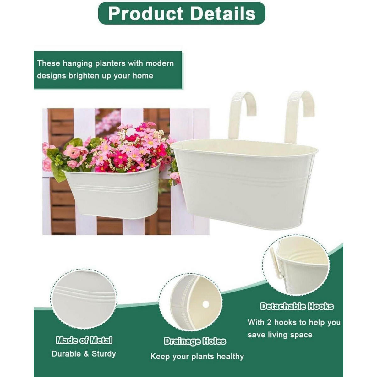 BLUMENTOPF-SET 5-teilig Metall Weiß - Weiß, Metall (13.5/21.2/27.3cm)