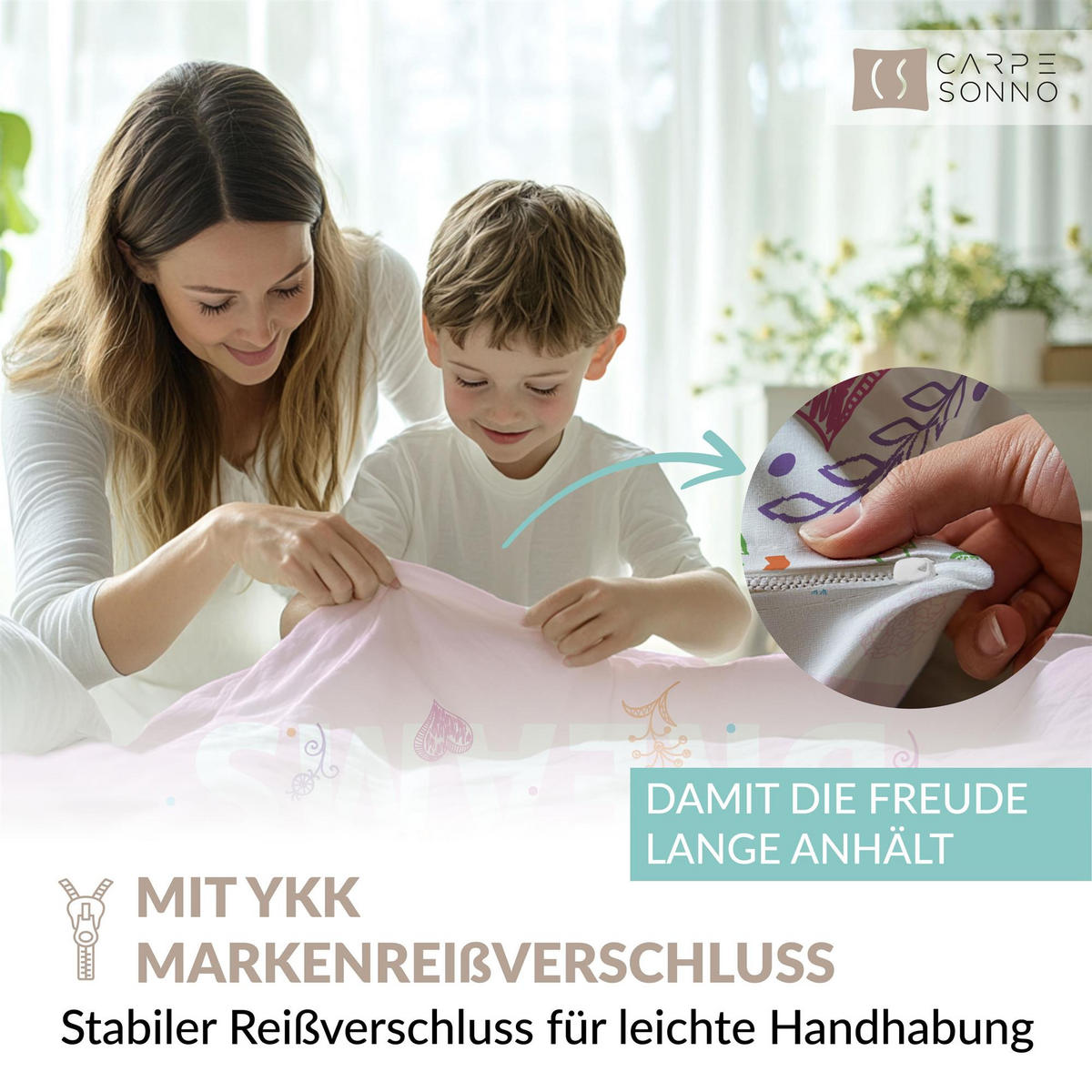 KINDERBETTWÄSCHE 135x200 cm Herz Rosa Mädchen aus 100% Baumwolle - Leuchtet um Dunkeln - Rosa, Textil (135/200cm) - Carpe Sonno