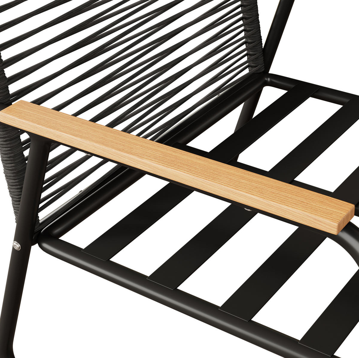 GARTENMÖBEL 118x65x78cm schwarz, feuerverzinkt, mit Glas und Kissen - Schwarz, Metall - Modfu