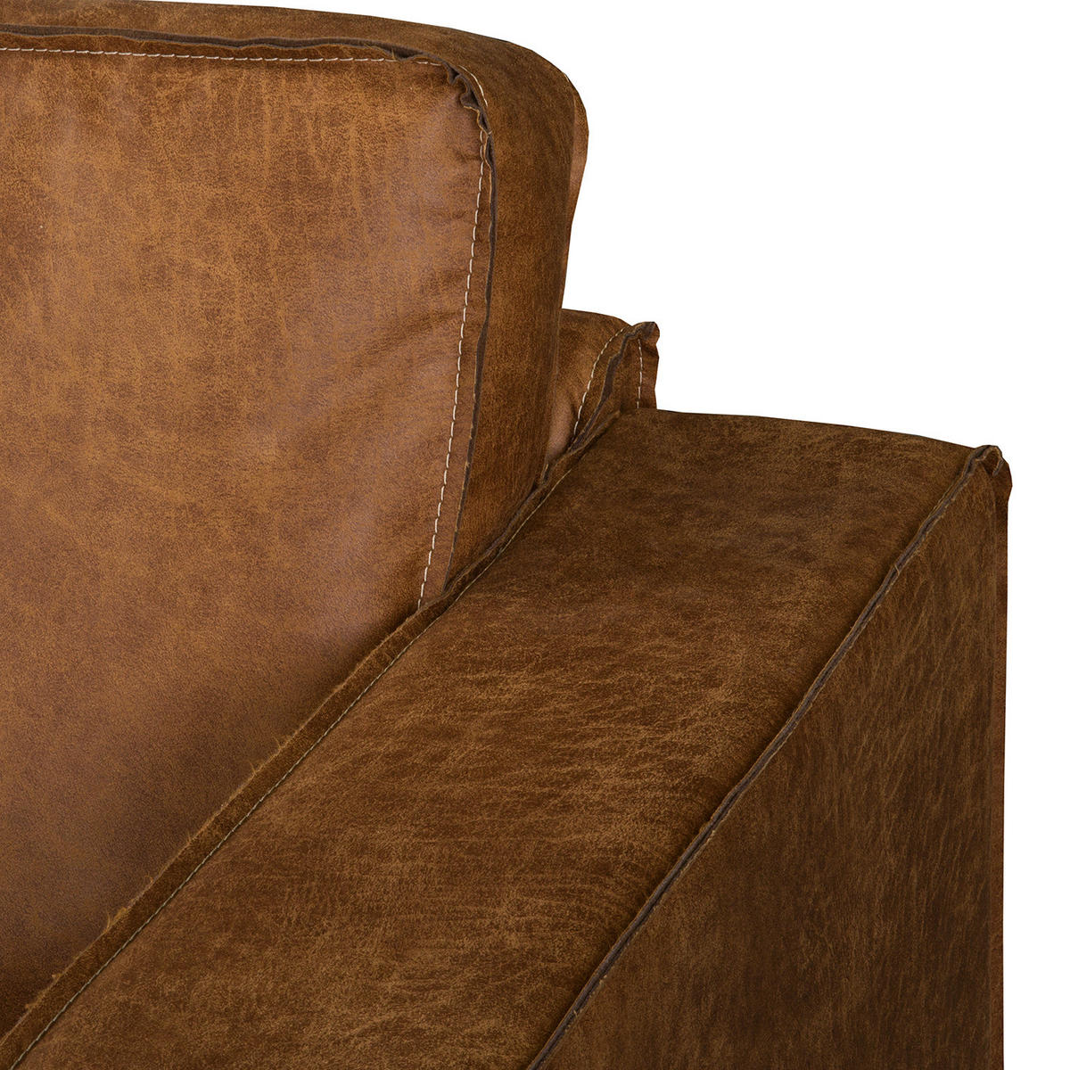 3-SITZER SOFA - Cognac/Schwarz, Buchenholz/Textil (214/86/90cm) - home24