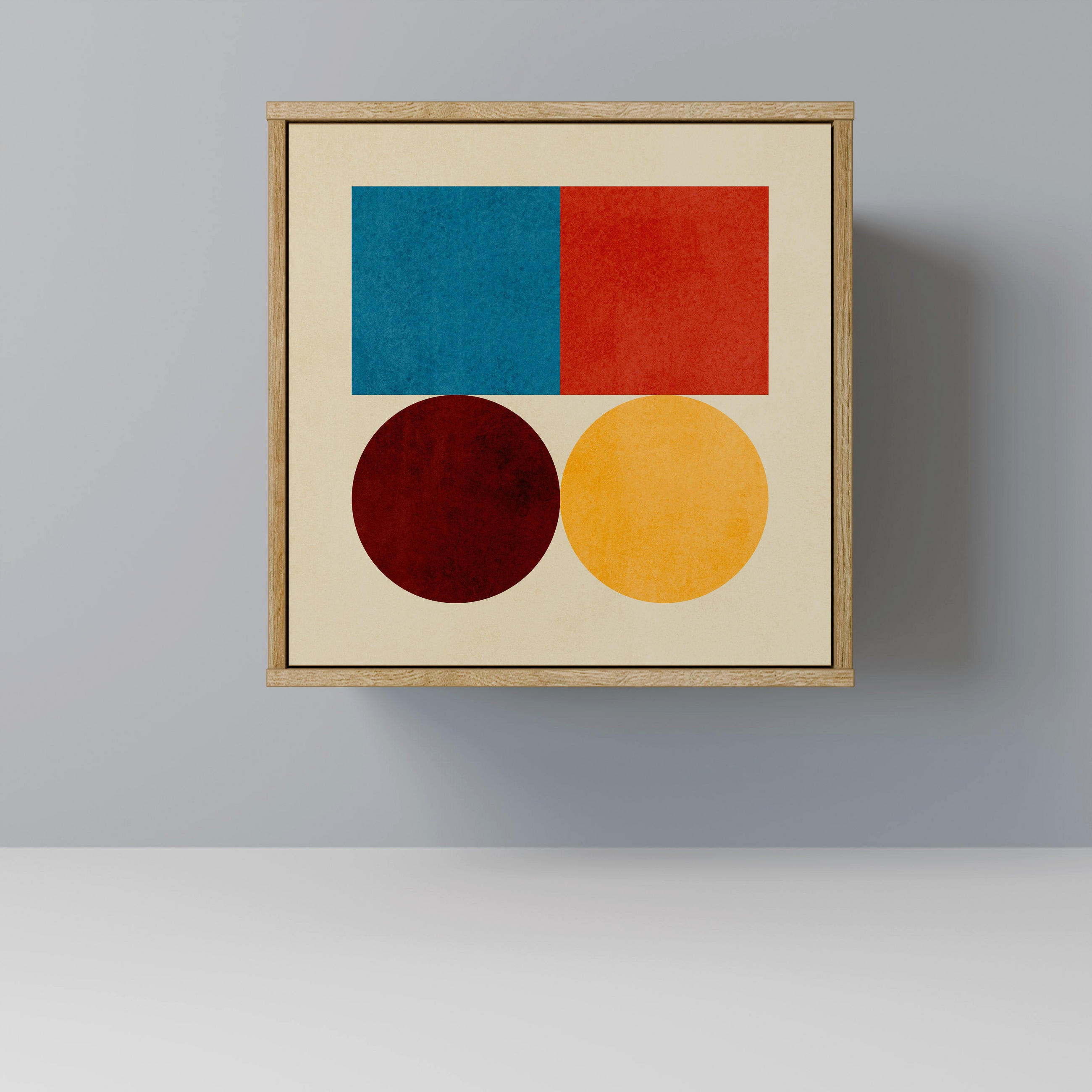 SIDEBOARD GEOMETRIC PUZZLE, Eichefarben, 57,5x42x57,5 cm, Ohne Füße - Eichefarben/Multicolor, Holzwerkstoff (57.5/57.5/42cm) - SpaceRebels