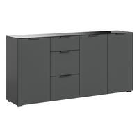 SIDEBOARD grau 179 cm, mit Glasauflage und Soft-Close - Dunkelgrau/Grau, Glas/Holzwerkstoff (179/86/40cm) - Inn.Furn
