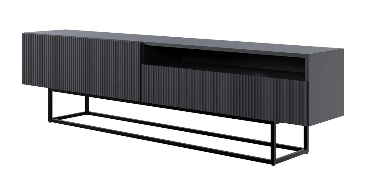 TV-SCHRANK Veldio Schwarz mit offenem Fach 175 cm - Schwarz, Holzwerkstoff/Metall (175/46.5/31.6cm) - Selsey