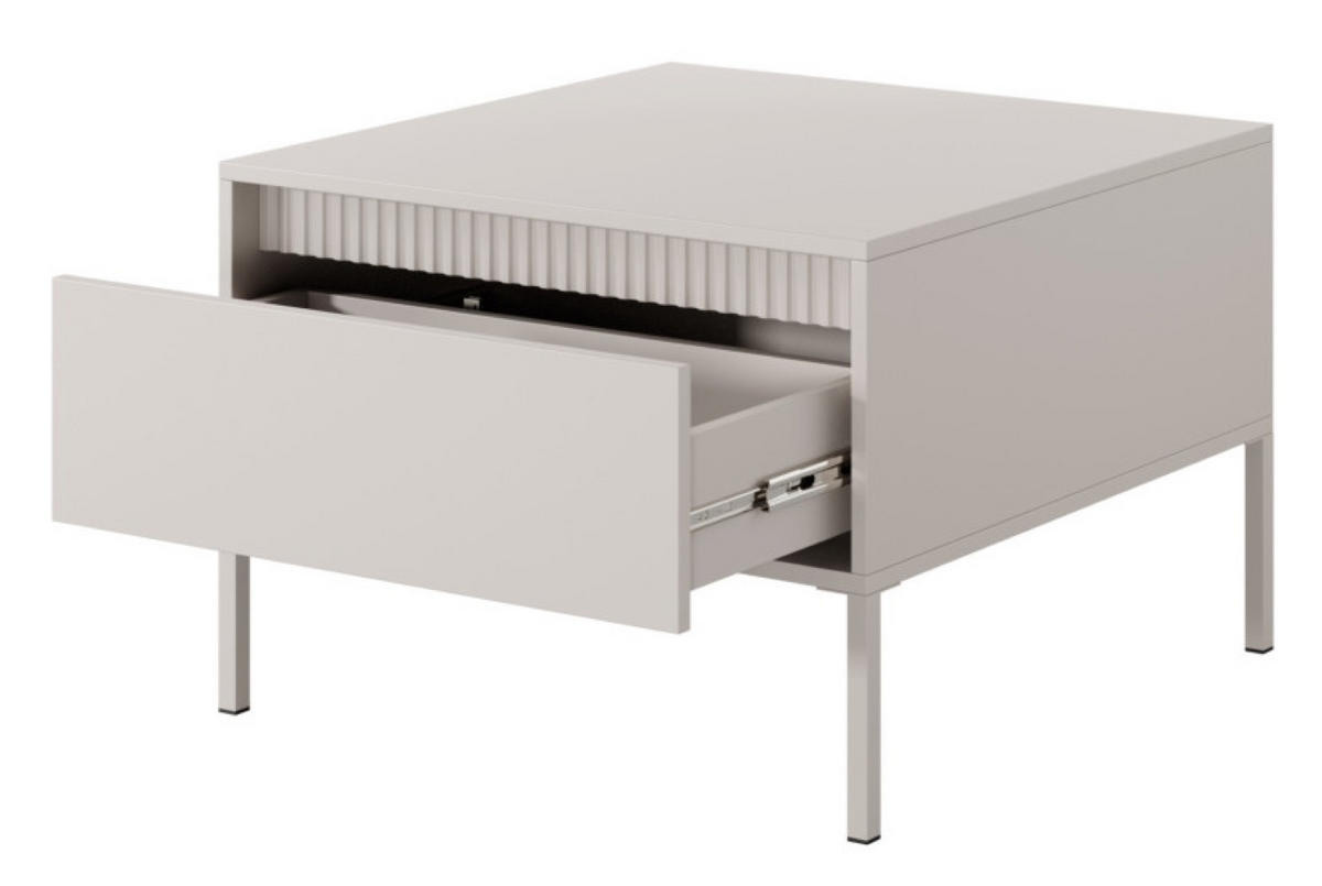 TISCH Beigefarben ENSO Stilvolle Beine Mit Metallgestell - Beige, Holzwerkstoff (68/68/48.4cm) - Sepro Meble