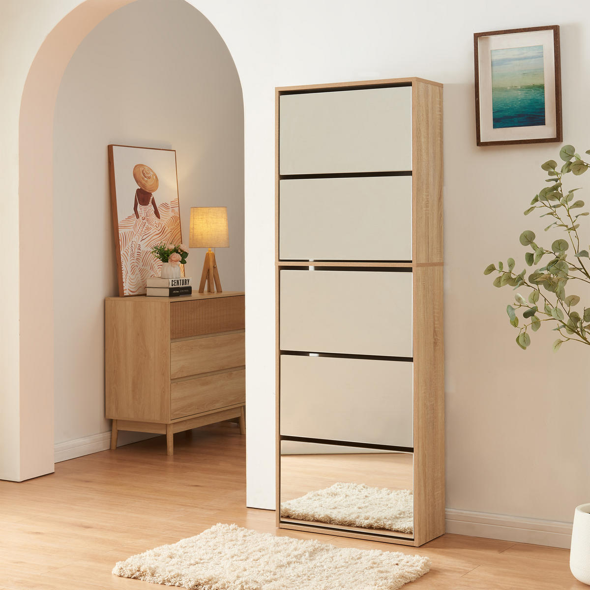 SCHUHKIPPER Lund - Sonoma Eiche, Holzwerkstoff (24/169/60cm) - [en.casa]