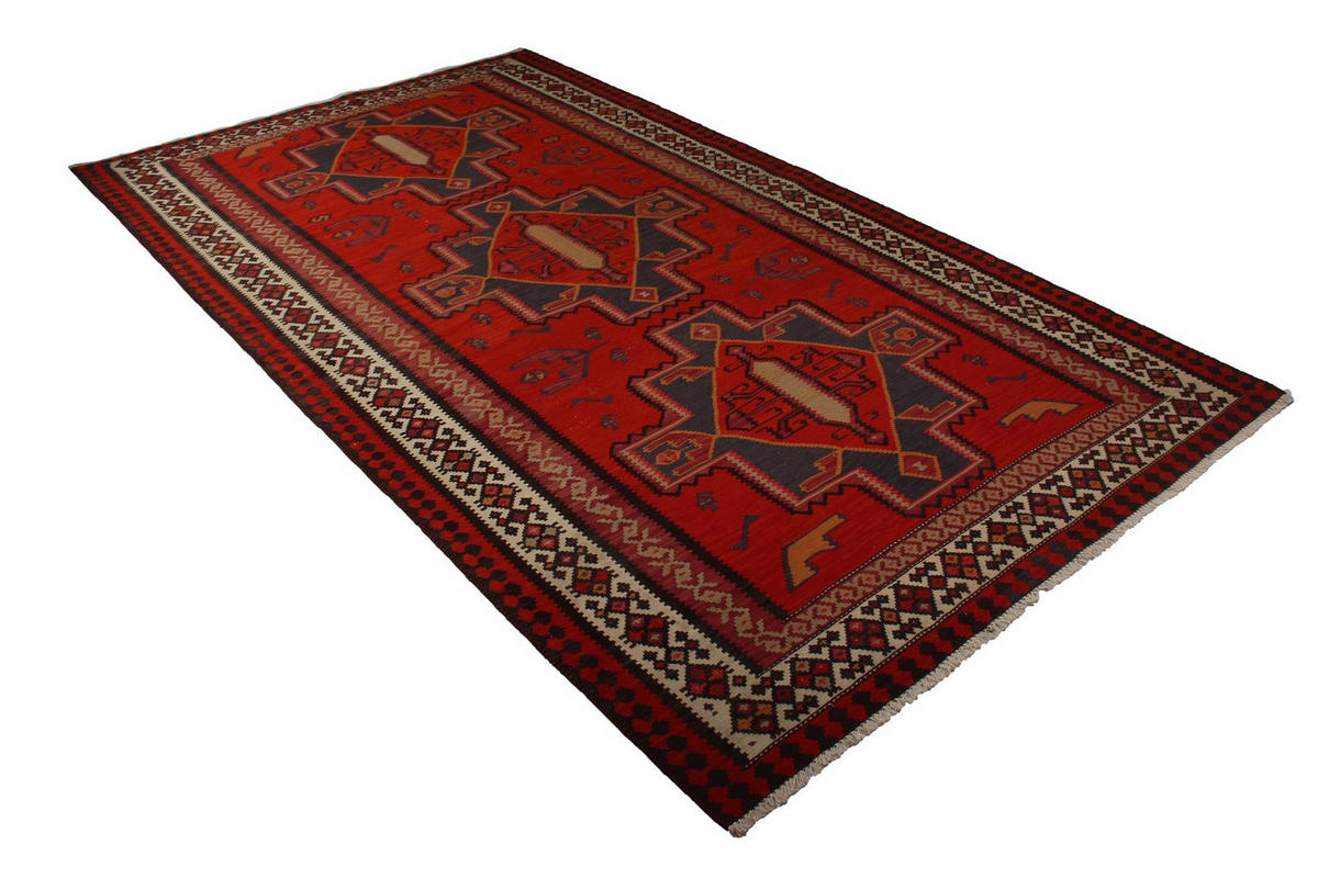 KELIM-TEPPICH handgewebt Ardebil Rot 309/177 cm Schurwolle - Rot, Textil (177/309cm) - Looma