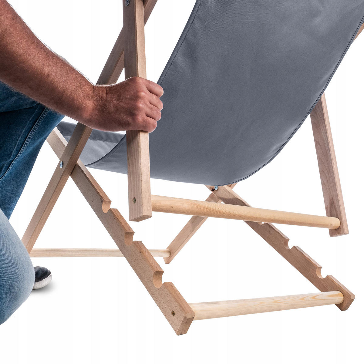 HOLZLIEGESTUHL 80 x 63 cm, Grau - Grau, Holz (53/78cm) - KADAX