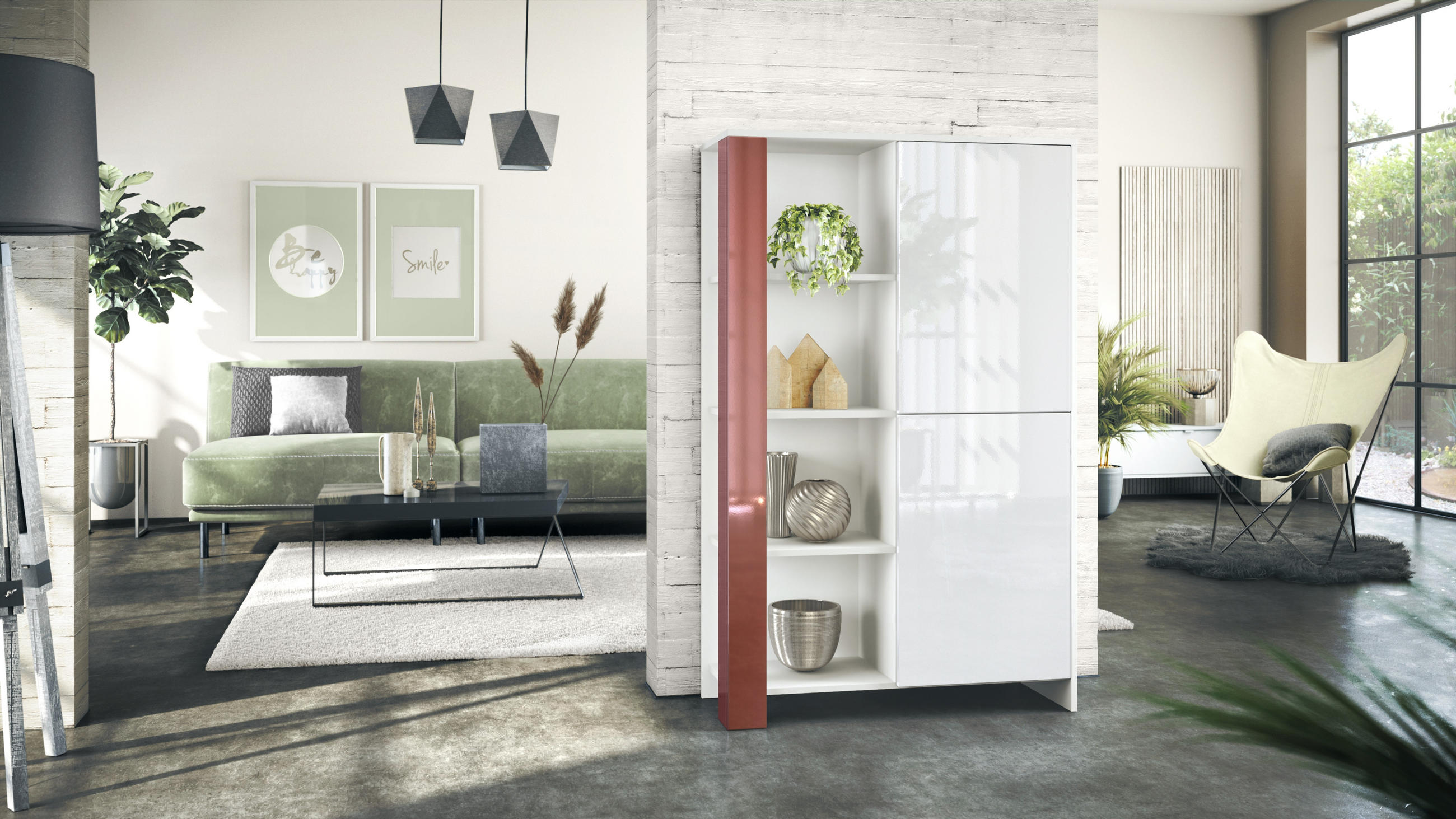 HIGHBOARD Canto Bordeaux Hochglanz - Bordeaux, Holzwerkstoff (95/151.5/36cm) - Vladon