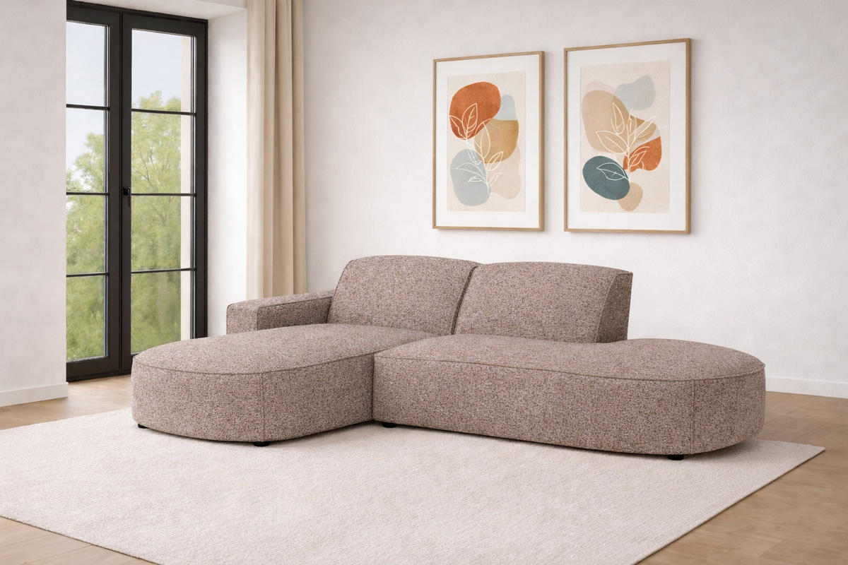 ECKSOFA Cursal Atelier, Stoff Artico, Beige, Links - Beige, Holz (269/166cm) - Kaiser Möbel