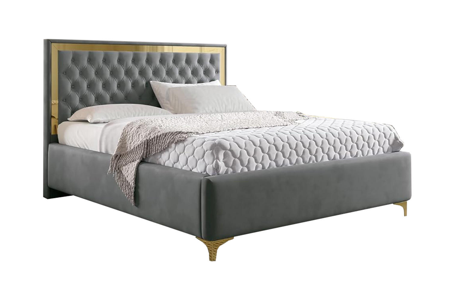 POLSTERBETT ARONA - Dunkelgrau, Textil (120/200cm) - Meblini