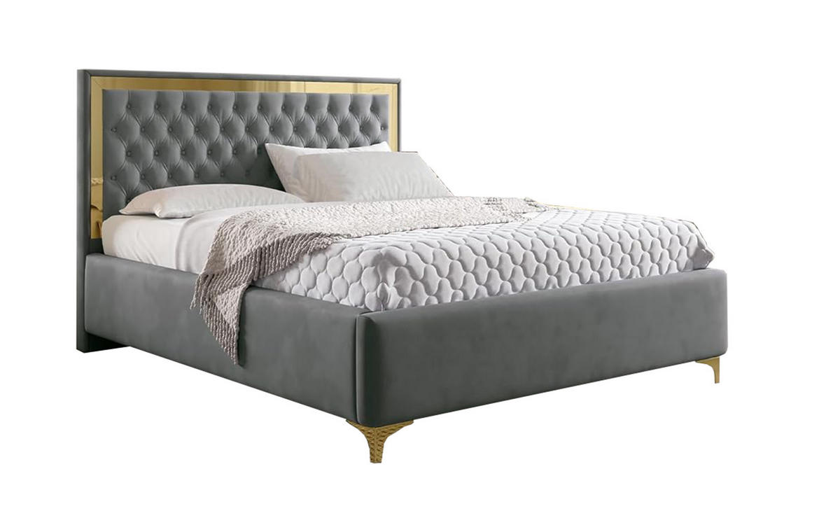 POLSTERBETT ARONA - Dunkelgrau, Textil (120/200cm) - Meblini