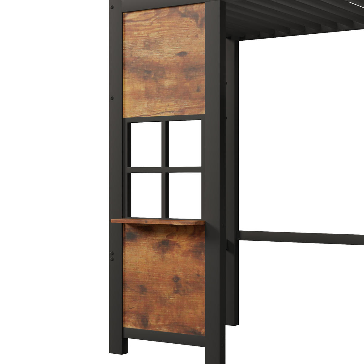 HOCHBETT 90/200 cm aus Metall und MDF mit Stauraumleiter, Schwarz - Schwarz, Holzwerkstoff (90/200cm) - OKMYHOME
