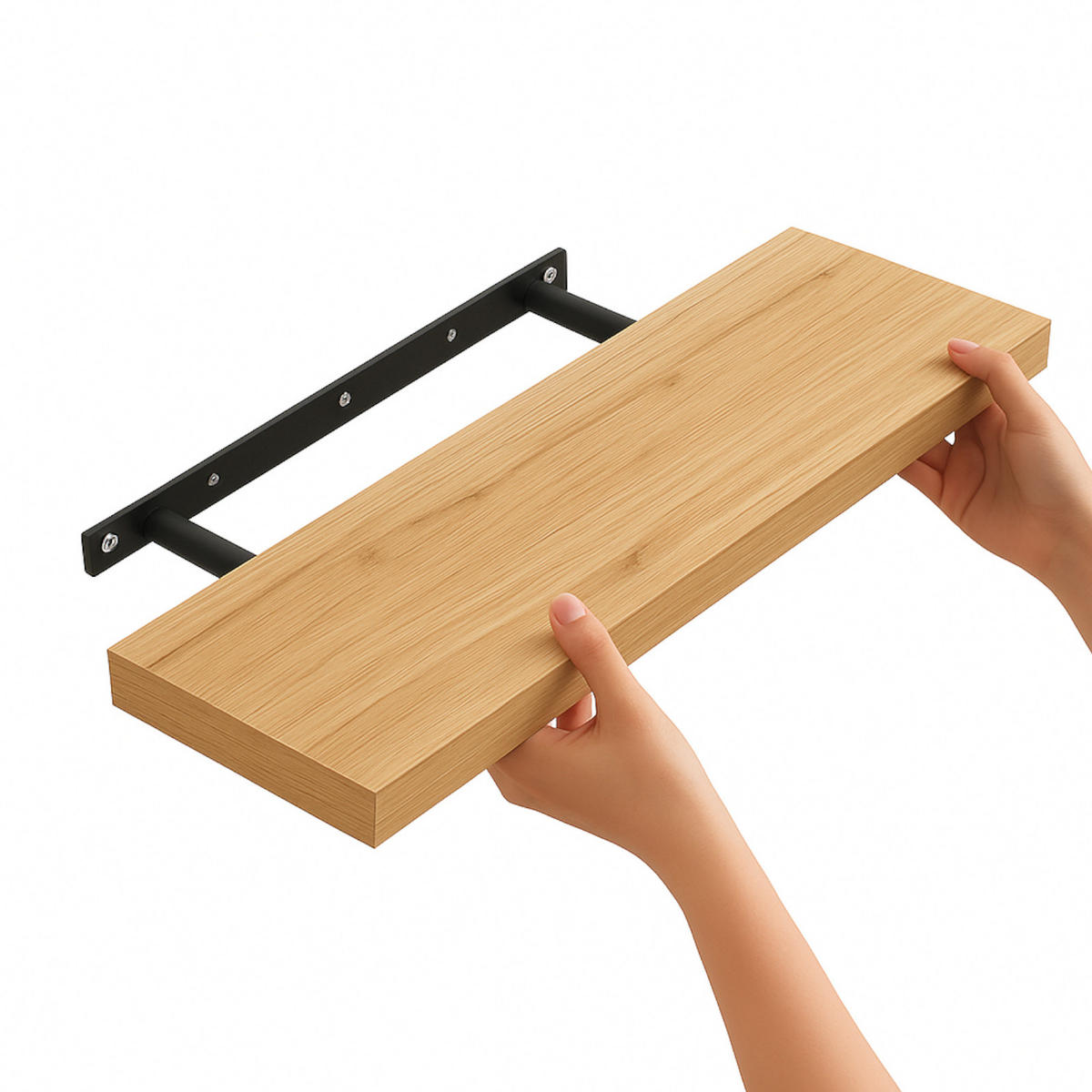 WANDREGAL Holzoptik Erlefarben 2er Set 60x20x4 cm - Erlefarben, Holzwerkstoff/Metall (20/3.8/60cm) - Begryf