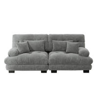 ECKSOFA modular Chenille Grau mit Kissen - Hellgrau, Kunststoff (77/81/220cm) - Meubliv