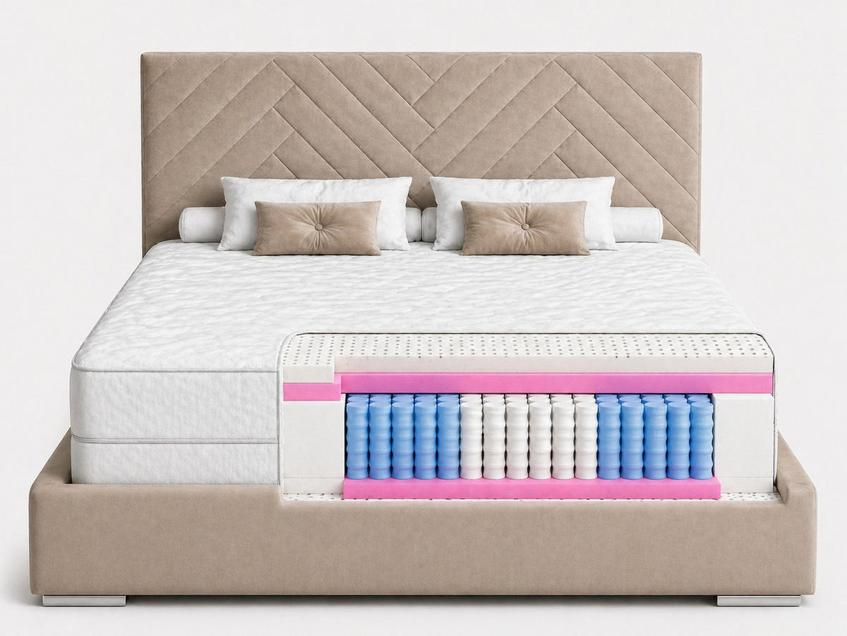 TASCHENFEDERKERNMATRATZE Paris, 7 ZONEN, Latex, 90x200 cm, Höhe 21 cm, H3/H4, Aloe Vera - Weiß, Textil (90/200cm) - Marpur