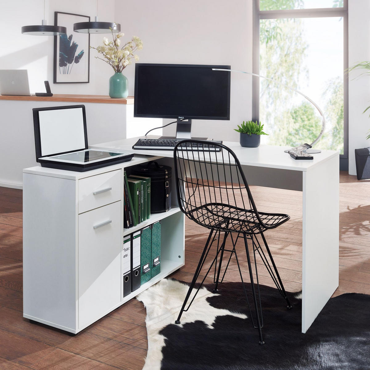 ECKSCHREIBTISCH CLARISSA Computertisch - Weiß, Holzwerkstoff (106.5/120/75.5cm) - tinkaro