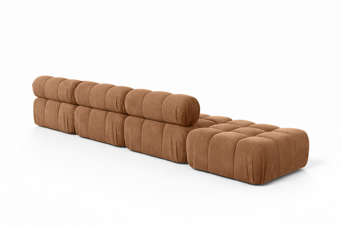 ECKSOFA L-Form XL, Stoff Velours Salvador, Dunkelbeige, Rechts, Selia L XL - Beige, Holz (380/160cm) - Kaiser Möbel