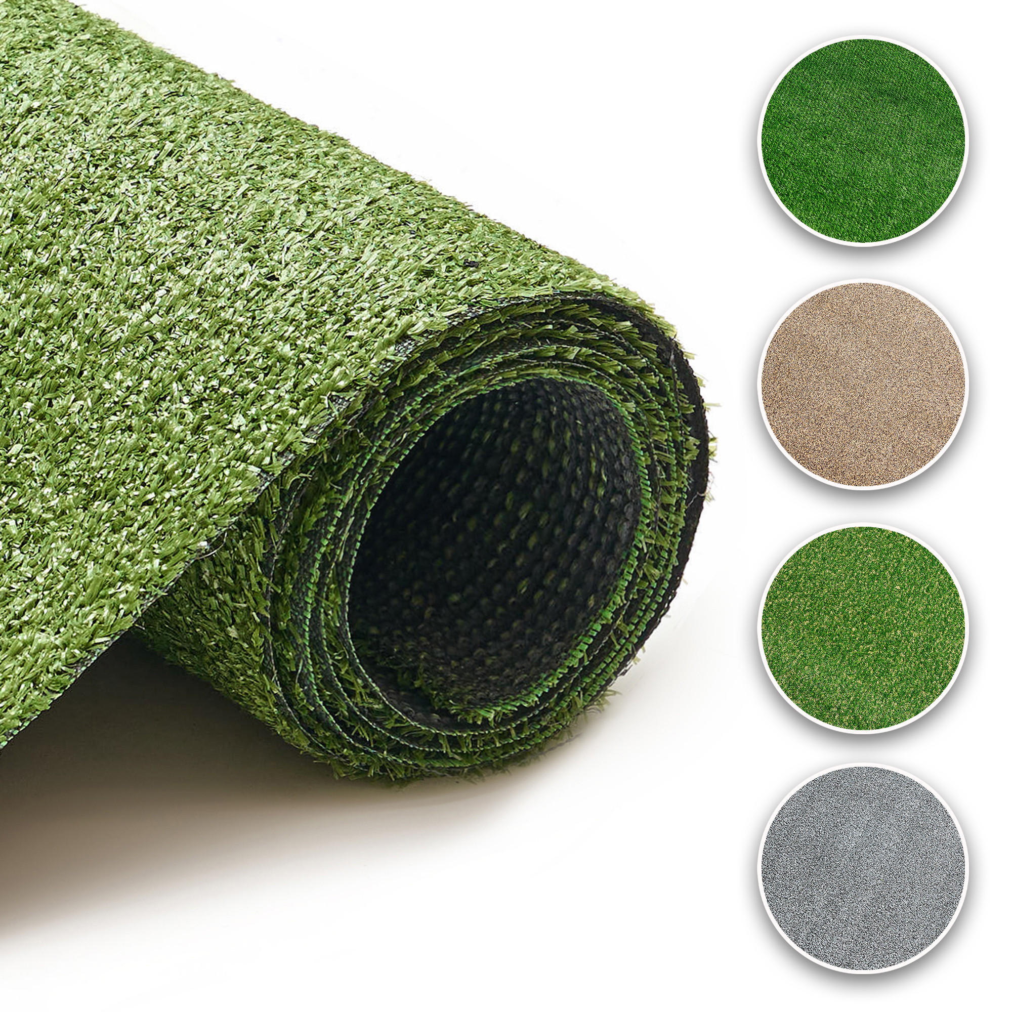 KUNSTRASEN Canyoo 7 mm – Wetterfester Rasenteppich für Balkon & Terrasse 133/450 cm - Grün, Textil (133/450cm) - Tapiso