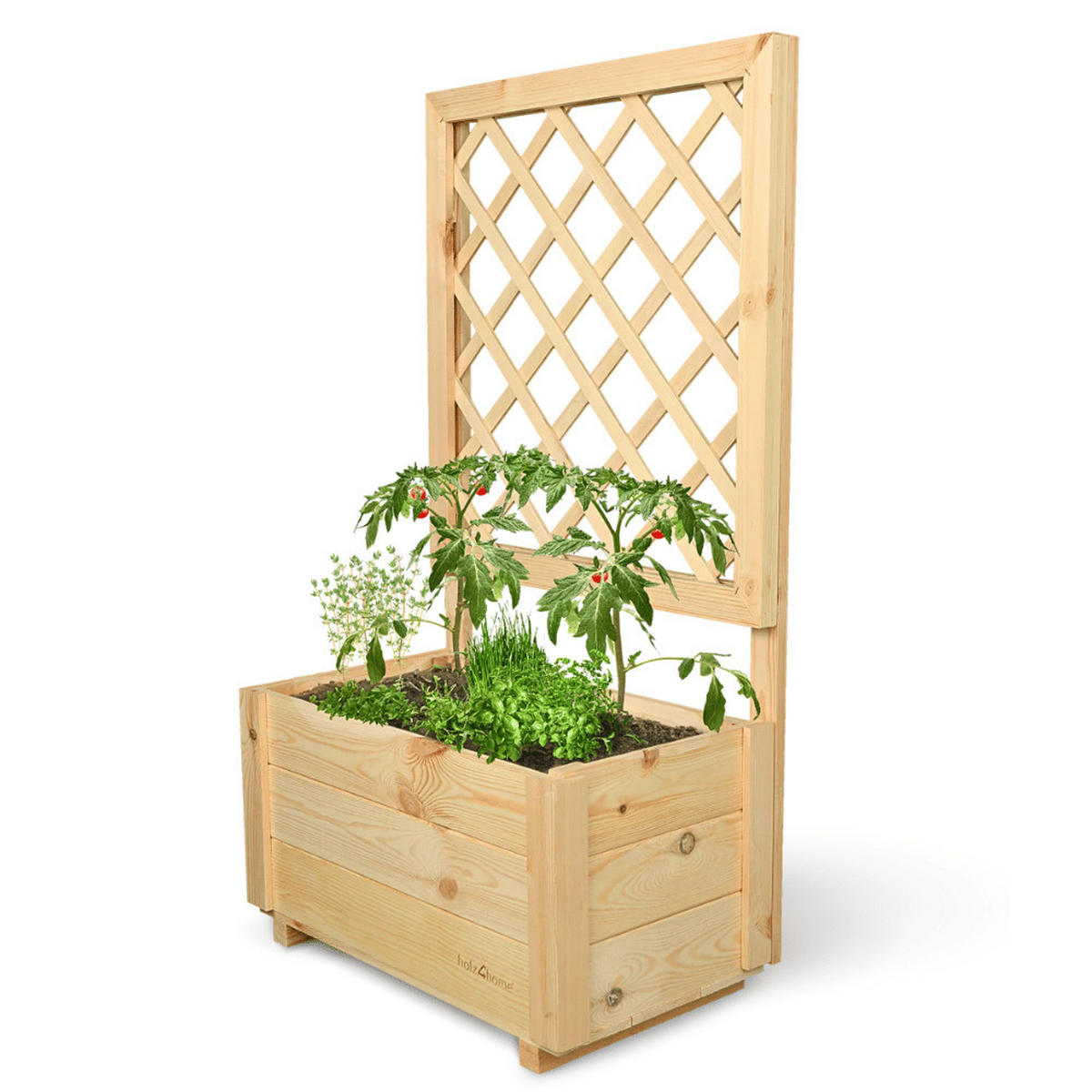 PFLANZKASTEN mit Rankgitter THIO Inkl. Vlies 58cm Breit - Braun, Holz (58/104/34cm) - DELUKE