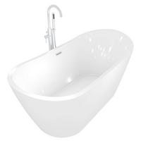 FREISTEHENDE Badewanne Wanne F03 180x89cm mit Armatur AF02 - Weiß, Glas/Kunststoff (80/72/180cm) - AcquaVapore by Sandra Jentho