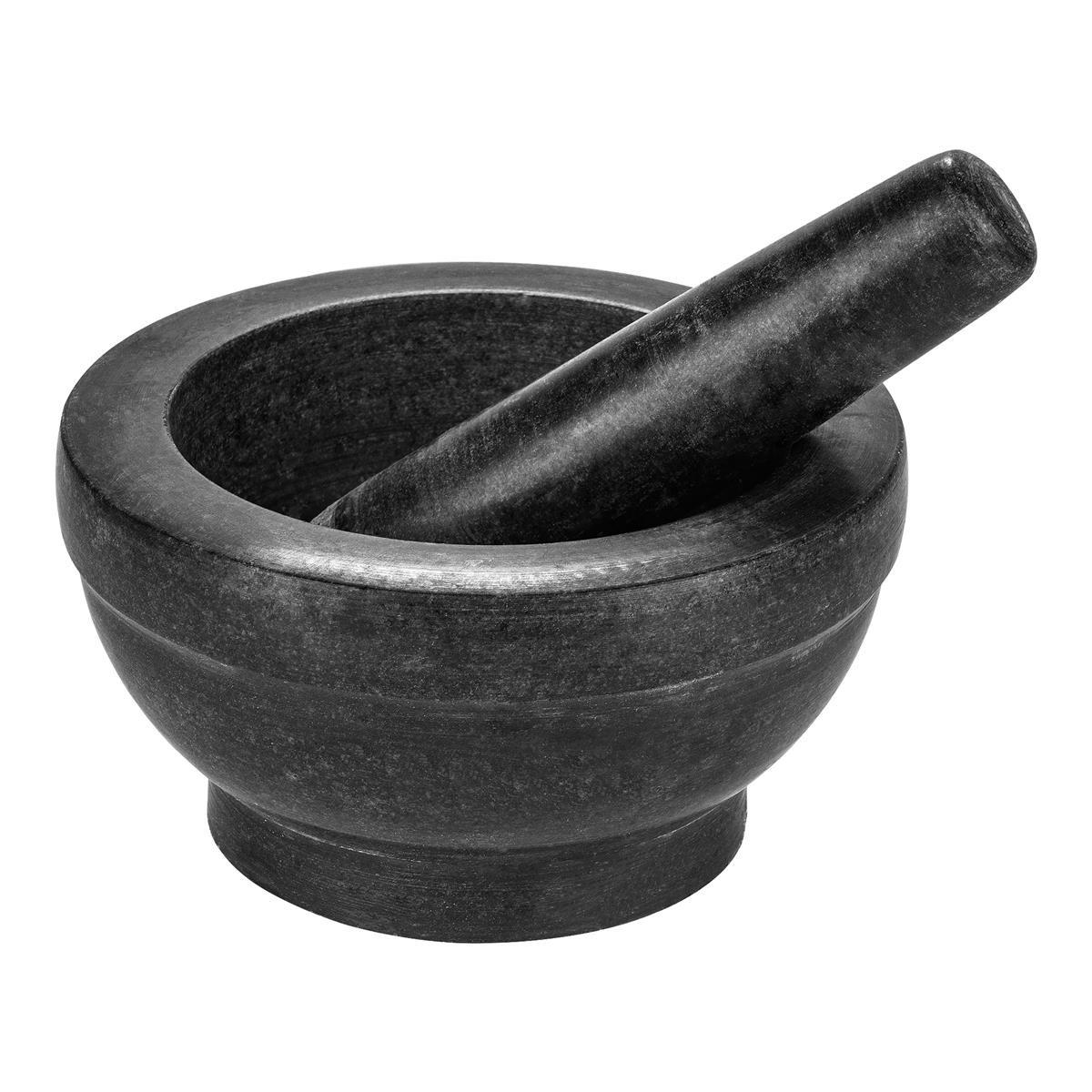 MÖRSER mit Stößel - Schwarz, Stein (16/7.5/16cm) - Intirilife